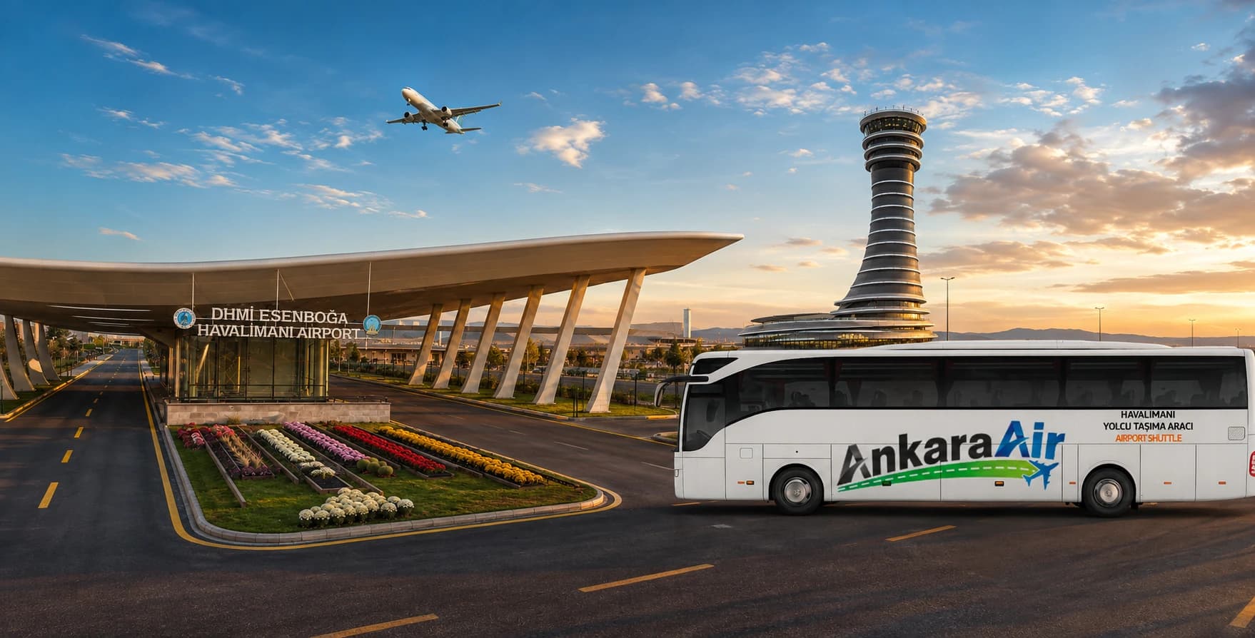 Ankara Air otobüsü Esenboğa Havalimanı terminali önünde